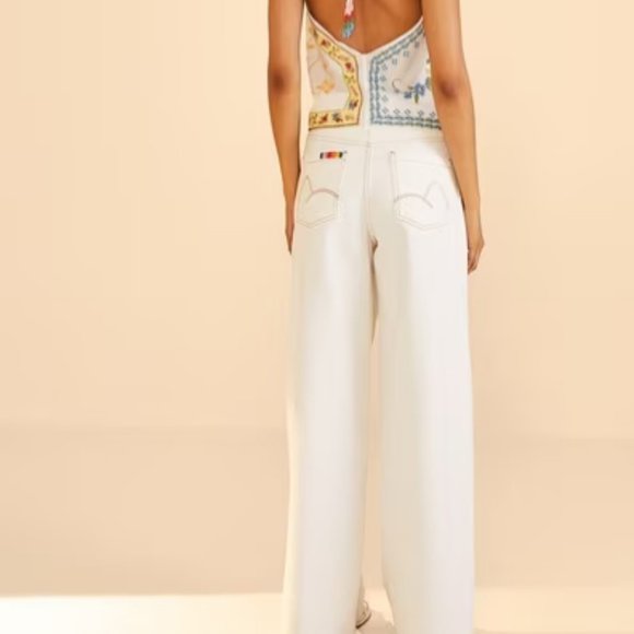 FARM RIO Embroidered Floral Twill Pants Size S NWT - Picture 2 of 14